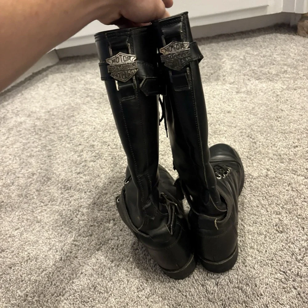 Harley Davidson Boots Mens 9 M Motorcycle Tall Leather Lace Up Buckle Biker USA